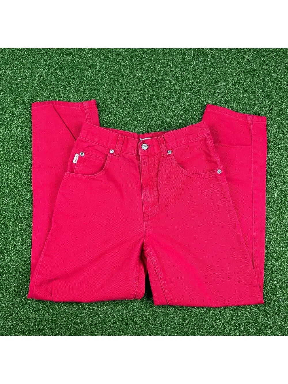 Vintage Esprit Bright Red Childrens Sz 12 Denim Straight Leg Jeans